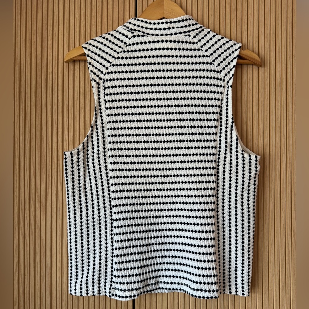 Anthropologie Maeve Textured Stripe Mock Neck Tee - Picture 7 of 8
